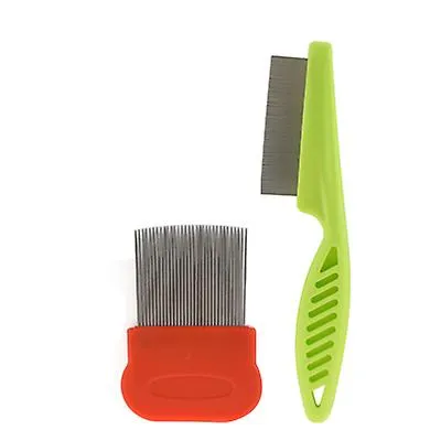 2Pcs 18*4cm green Ultra-Fine Flea Dog Cat Comb Compact Metal Teeth Healthy Fur Hair Coat Clean comb AZ14299