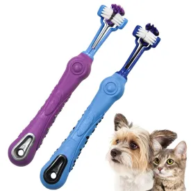 2PCS Three-Head Non-Slip Pet Toothbrush Reusable Dog Toothbrush Dog Teeth Cleaning Brush Pet Cleaning Supplies Dog Oral Cleaning