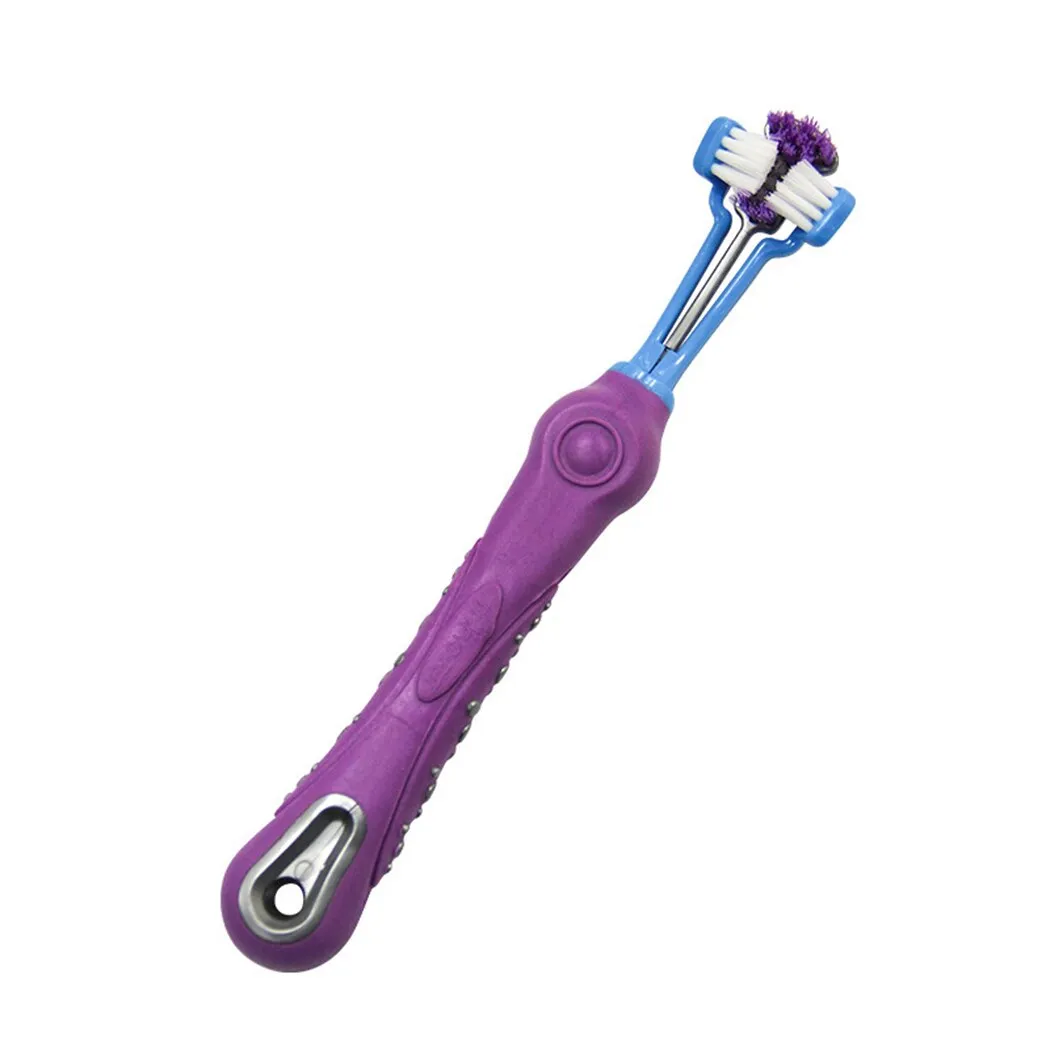 2PCS Three-Head Non-Slip Pet Toothbrush Reusable Dog Toothbrush Dog Teeth Cleaning Brush Pet Cleaning Supplies Dog Oral Cleaning