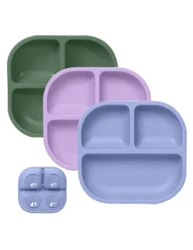 BABELIO Powerful Suction Plates for Baby & Toddler, 100% Food Grade Silicone, Divided, BPA Free, Microwave & Dishwasher Safe
