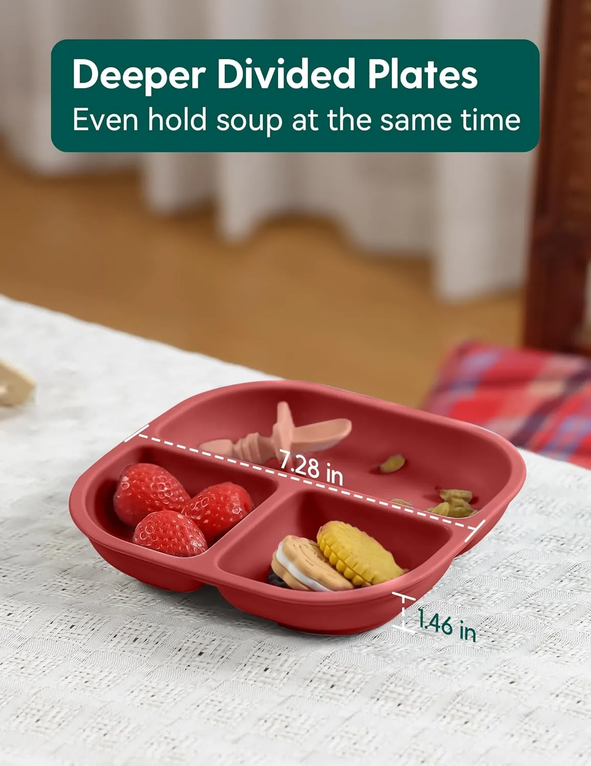 BABELIO Powerful Suction Plates for Baby and Toddler, 100% Food Grand Silicone, Divided, BPA Free, Microwave & Dishwasher Safe, Stay Put, 3 Pack