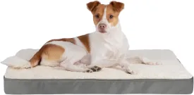 Best Pet Supplies Cute Dog Bed Mat Flat Mattress with Waterproof Exterior, Thick Orthopedic Egg Foam Fill, and Soft Sherpa Fleece Cover for Small, Medium, and Large Breeds - Gray, 24X16X3