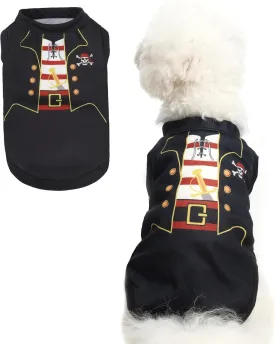 BINGPET Dog Shirts - Cute Pirate Print Stretchy Tops, Lightweight Sleeveless Tank Tops, Soft Breathable Puppy Sweatshirts for Small Medium Dogs(Chest Girth 15in)