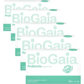 BioGaia ProDentis Active Lactic Acid Bacteria (Lactobacillus Reuteri), 5 Boxes of 30 Pastilles Each, Mint Flavor