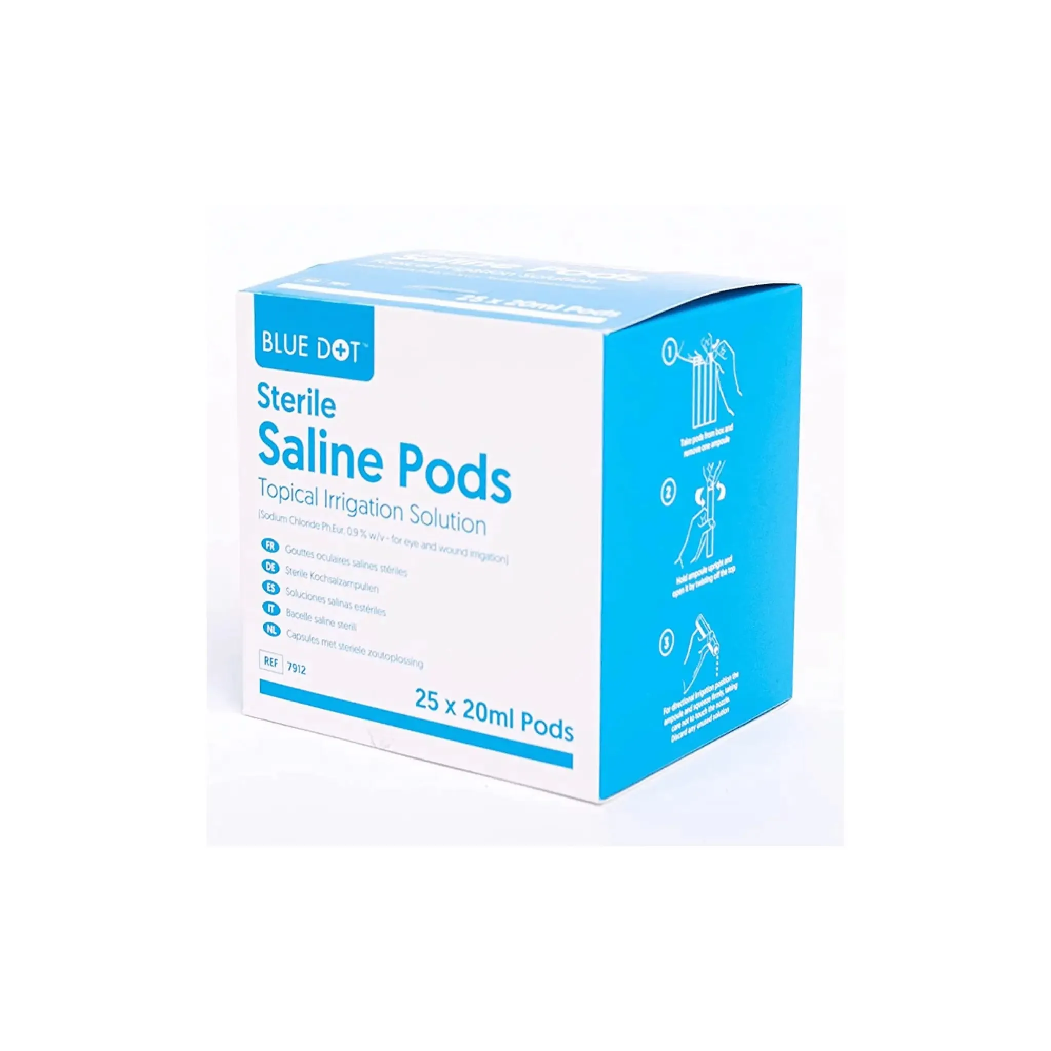 Blue Dot Sterile Saline Pods- 25 Pods