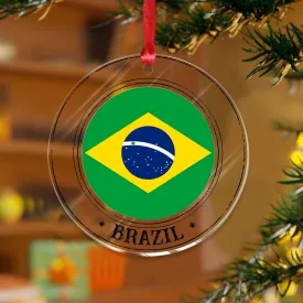 Brazil Christmas Ornaments Flag Sports Bar Party Events Round Keepsake Clear Acrylic Discs State Flag Travel Sports Pendant for Christmas Tree Decoration Gift Tag Name Plates