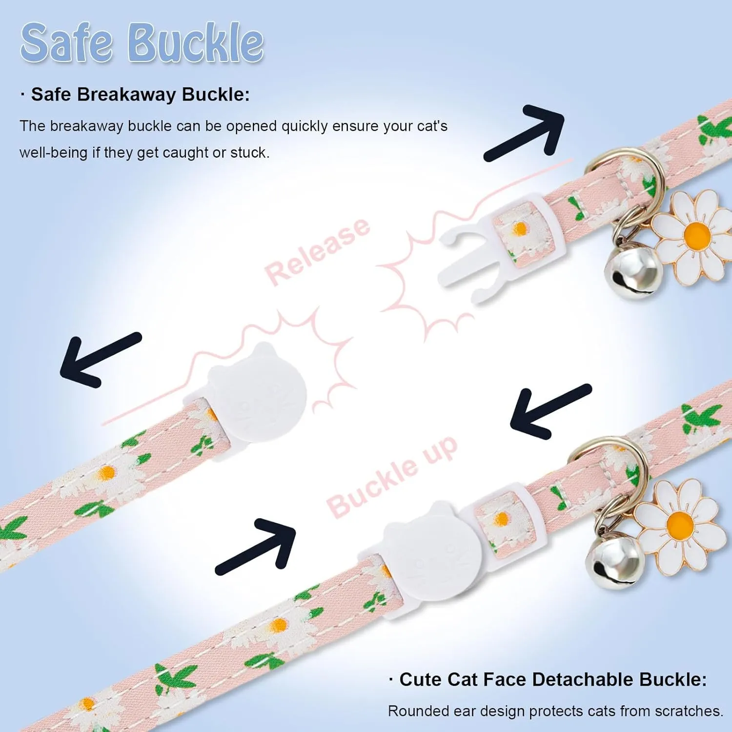Cat Collar for Airtag, Breakaway GPS Tracker Kitten Collar with Airtag Holder and Bells for Girl Boy Cats Cute Personalized Cat Collar with Fish Adjustable Length (Pink)