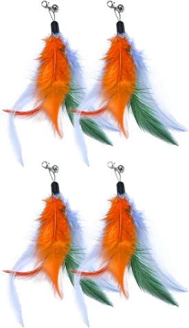 Cat Feather Toy Refills 4PCS Cat Wand Attachment Toys with Bell,Clasp