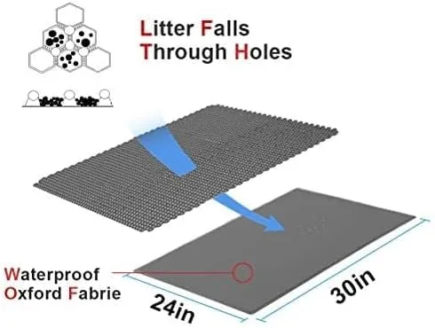 Cat Litter Box Mat: Easy Clean Cat Litter Mat for Floor, Kitty Scratch Cute Pad (24 * 30in-Grey-1)