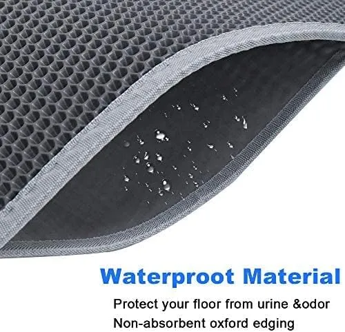 Cat Litter Box Mat: Easy Clean Cat Litter Mat for Floor, Kitty Scratch Cute Pad (24 * 30in-Grey-1)