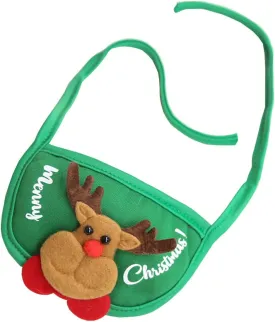 Cat/Dog Christmas Party Supplies, Cute Christmas Scarf Hat Set Kitten Bandana Small Pet Decorations Outfits, Green Saliva Towel
