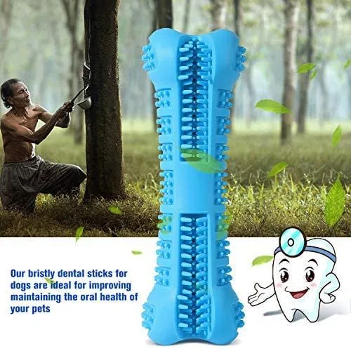 Chooseen Dog Toothbrush Stick Upgraded Dog Chew Toys Bone Bite Resistant Dental Care Effective Teeth Cleaning Blue for Small Medium Dogs Pets