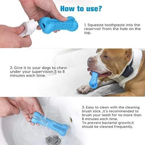 Chooseen Dog Toothbrush Stick Upgraded Dog Chew Toys Bone Bite Resistant Dental Care Effective Teeth Cleaning Blue for Small Medium Dogs Pets