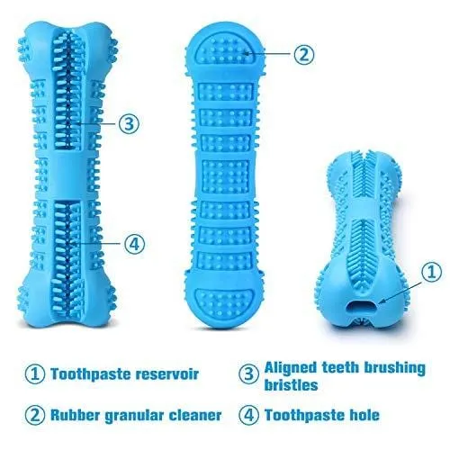 Chooseen Dog Toothbrush Stick Upgraded Dog Chew Toys Bone Bite Resistant Dental Care Effective Teeth Cleaning Blue for Small Medium Dogs Pets