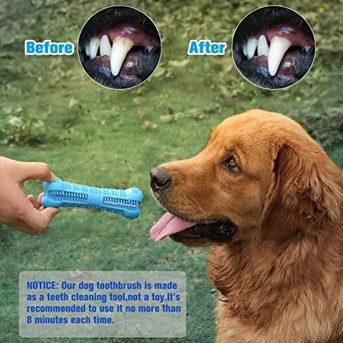 Chooseen Dog Toothbrush Stick Upgraded Dog Chew Toys Bone Bite Resistant Dental Care Effective Teeth Cleaning Blue for Small Medium Dogs Pets