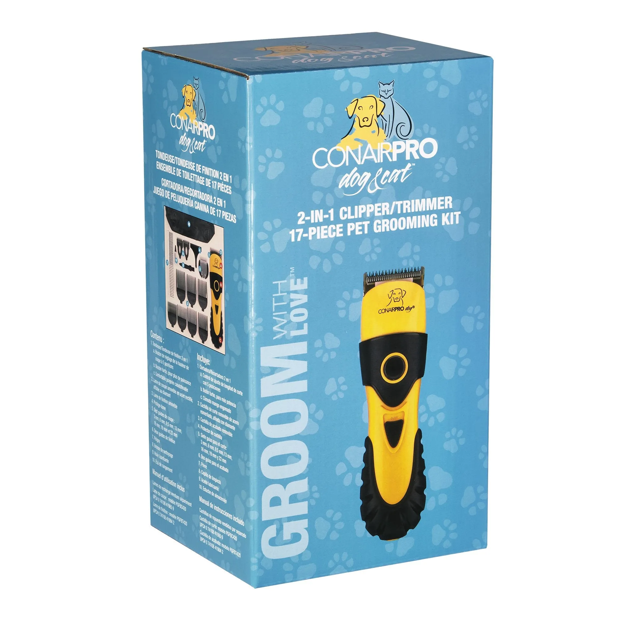 CONAIRPROPET PGF420 Corded 2-in-1 Clipper & Trimmer For Dogs, 17 Pc