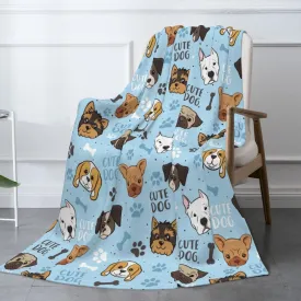 Cute Dogs Fleece Blanket - Soft Cozy Plush Throw Blanket for Adults Kids Pet, Lightweight Warm Flannel Sherpa Blanket for Couch Bed Sofa, Gift for Dog Lovers 50"x40"