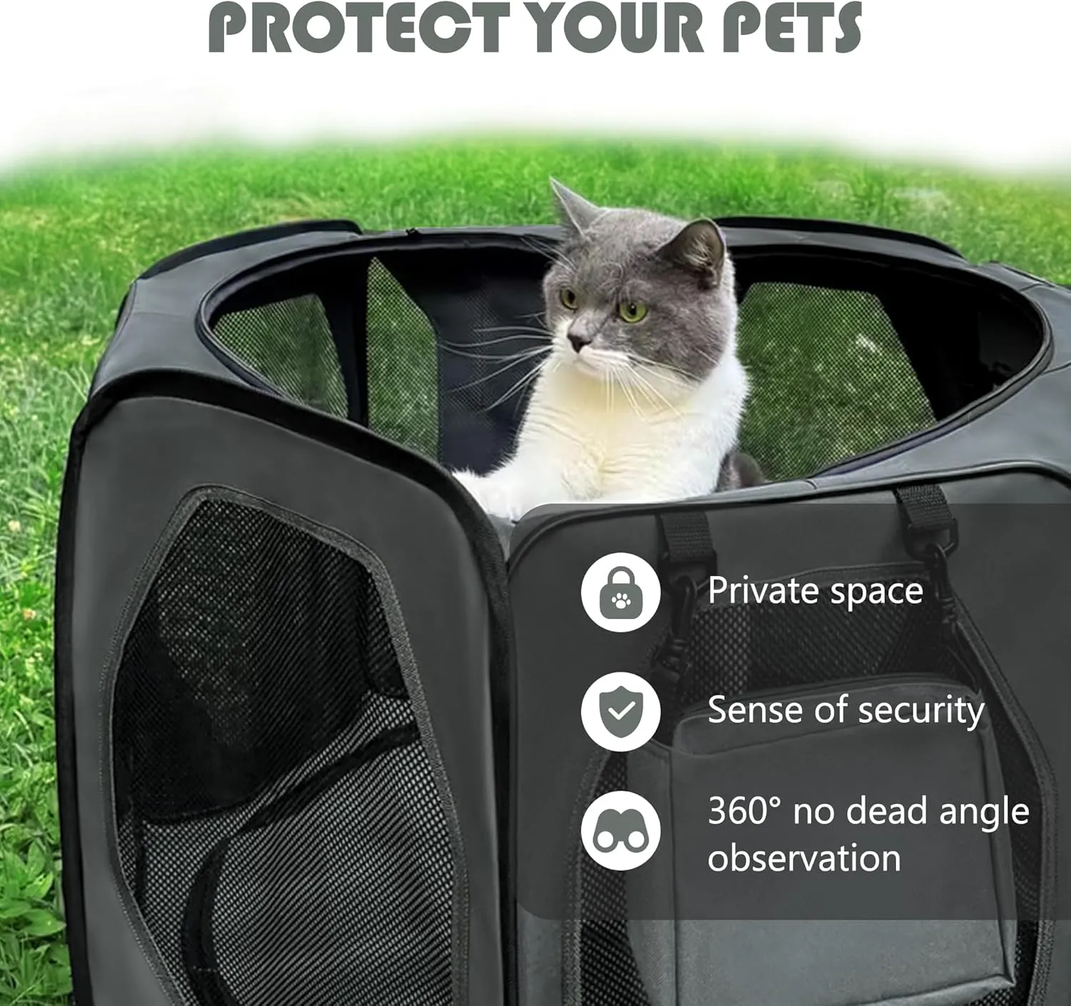 Dog Playpen, Cat Dog Crate Portable Pet Exercise Cage Kennel House Puppy Playpen Animal Playpen Indoor/Outdoor, Water-Resistant Kennel Tent with Traveling Bag (Grey, Small)