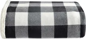Eddie Bauer - Throw Blanket, Reversible Sherpa Fleece Bedding, Buffalo Plaid Home Decor for All Seasons (Black Check, Throw)