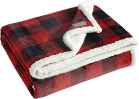 Eddie Bauer - Throw Blanket, Reversible Sherpa Fleece Bedding, Buffalo Plaid Home Decor for All Seasons (Red Check, Throw)