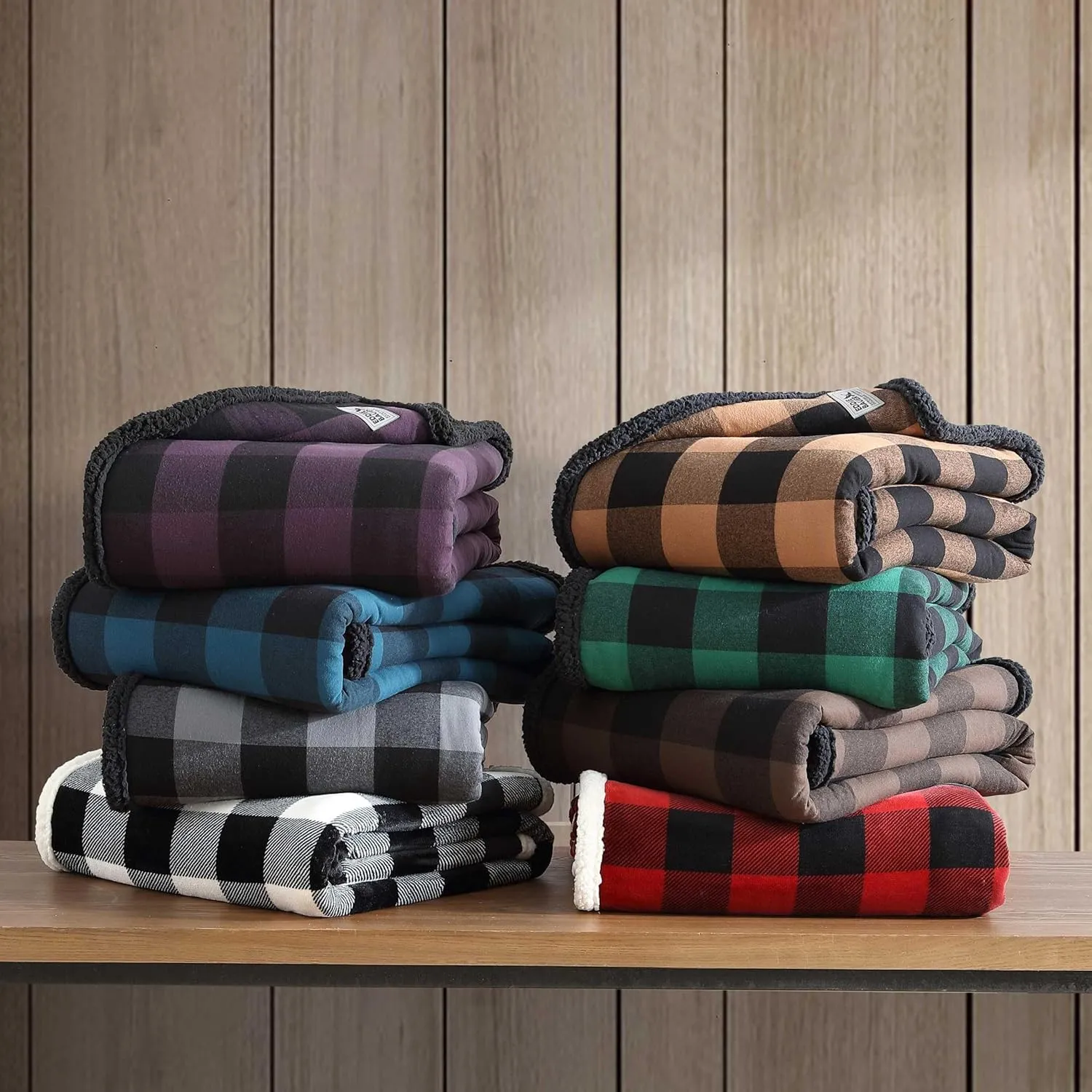 Eddie Bauer - Throw Blanket, Reversible Sherpa Fleece Bedding, Buffalo Plaid Home Decor for All Seasons (Red Check, Throw)