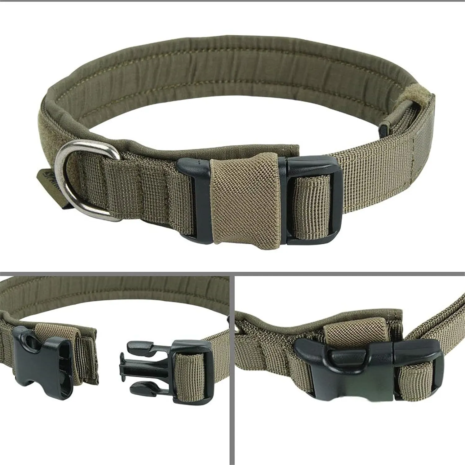 EXCELLENT ELITE SPANKER Tactical Small Puppy Dog Collar Nylon Adjustable Heavy Duty Military for Small Medium and Large Dogs Pet Soft Padded Dog Collar(RGN-L)
