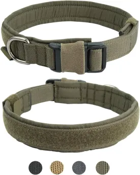EXCELLENT ELITE SPANKER Tactical Small Puppy Dog Collar Nylon Adjustable Heavy Duty Military for Small Medium and Large Dogs Pet Soft Padded Dog Collar(RGN-L)