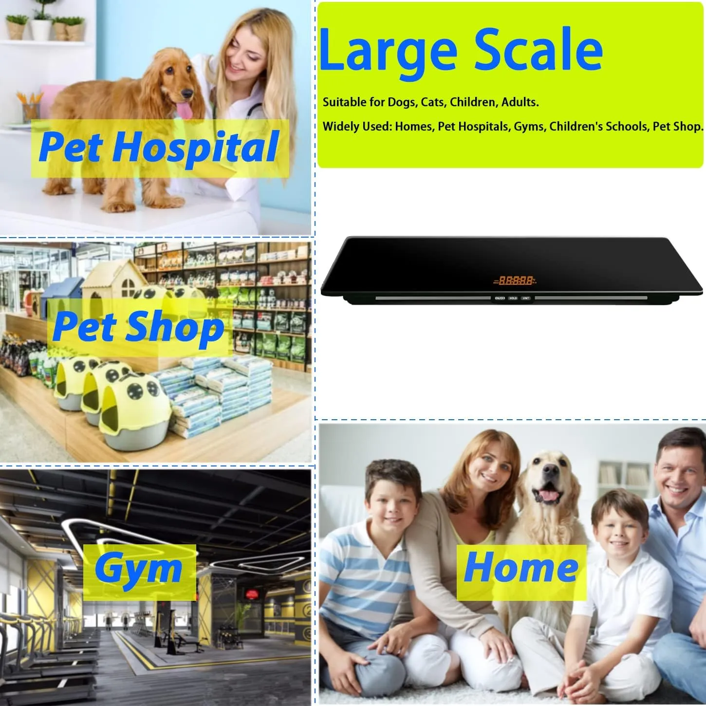 Extra Large Dog Scale & Postal Use - 220lbs Heavy Duty Dog Weight Scale with Tempered Glass Platform, 31.5" Veterinary Animal Scale for XL Breed Dogs, Packages & Veterinary Clinics (Black)