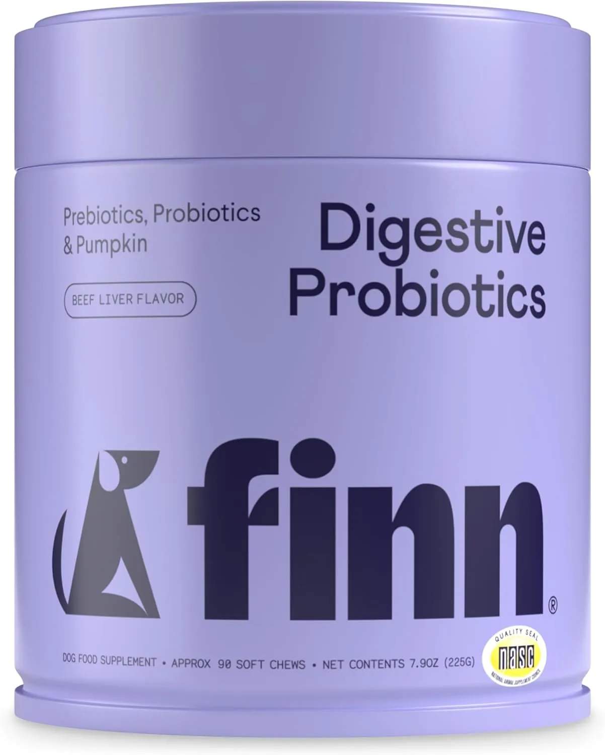 Finn Digestive Probiotics for Dogs - Complete Digestive System Support with Pumpkin, Prebiotics, & Live Probiotics - Vet Recommended & Made in The USA - 90 Soft Chews