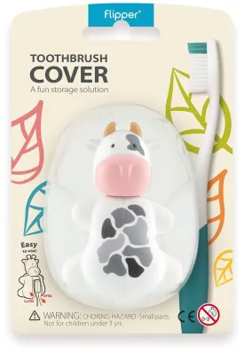 Fun Animal Cow Toothbrush Cover  Kids Toothbrush Holder with Cover  Toothbrush Holders for Bathrooms - Suction Cup Toothbrush Holder