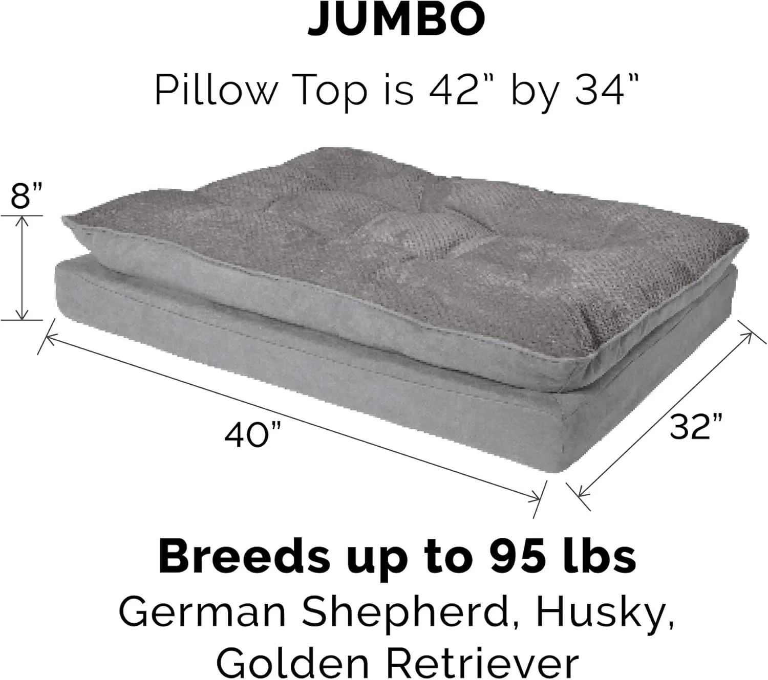 Furhaven Replacement Dog Bed Cover Minky Plush & Suede Pillow Top Mattress, Machine Washable - Titanium Gray, Jumbo (X-Large)