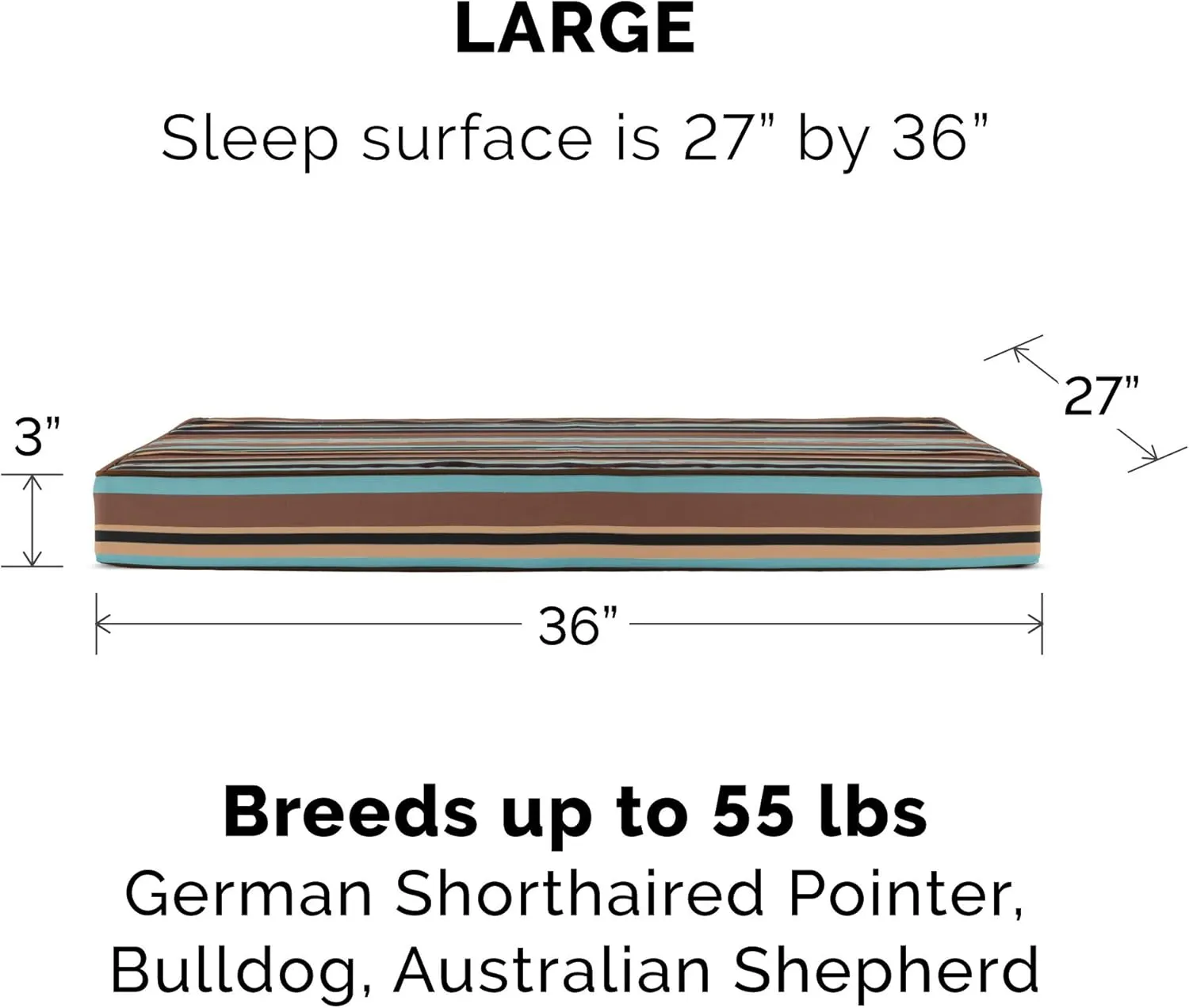 Furhaven Water-Resistant Memory Foam Dog Bed for Large/Medium Dogs w/ Removable Washable Cover, For Dogs Up to 55 lbs - Indoor/Outdoor Striped Print Mattress - Striped Espresso, Large