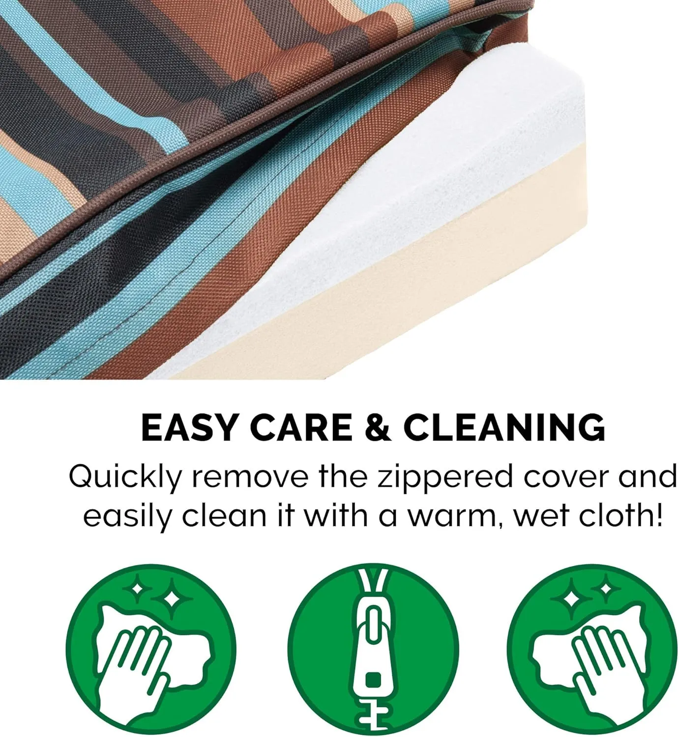 Furhaven Water-Resistant Memory Foam Dog Bed for Large/Medium Dogs w/ Removable Washable Cover, For Dogs Up to 55 lbs - Indoor/Outdoor Striped Print Mattress - Striped Espresso, Large