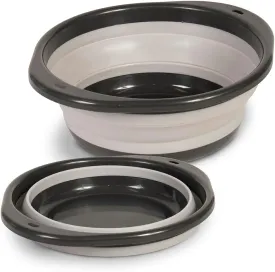 Glad Large Mixing Bowl Collapsible - 5.5L | Foldable Plastic & Rubber Container with Handles for Baking | Dishwasher Safe Kitchen Supplies and RV Essentials Gray