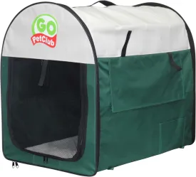 Go Pet Club 24" Rounded Top Soft Collapsible Dog Crate, Portable Pet Carrier, Thick Padded Pet Travel Crate for Indoor & Outdoor, Soft Sided Pet Foldable Kennel Cage with Durable Mesh Windows, Green