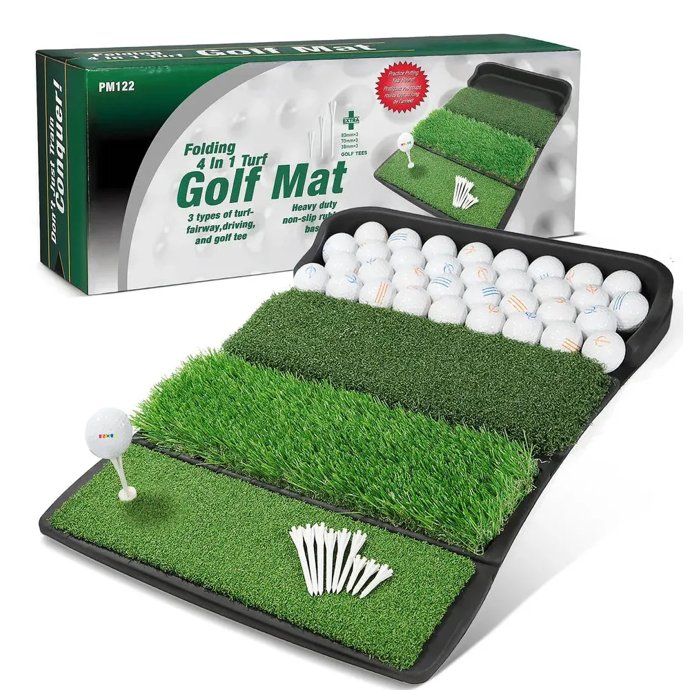 Golf Hitting Mat with Ball Tray 4 IN 1