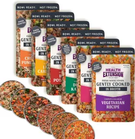 Health Extension Gently Cooked Dog Food Bundle - Chicken & Pumpkin, Beef & Potato, Fresh Lamb & Carrot, Duck & Kale, Salmon, Vegetatian (3 oz, 85 g, Pack of 6)  Superfoods for All Life Stages