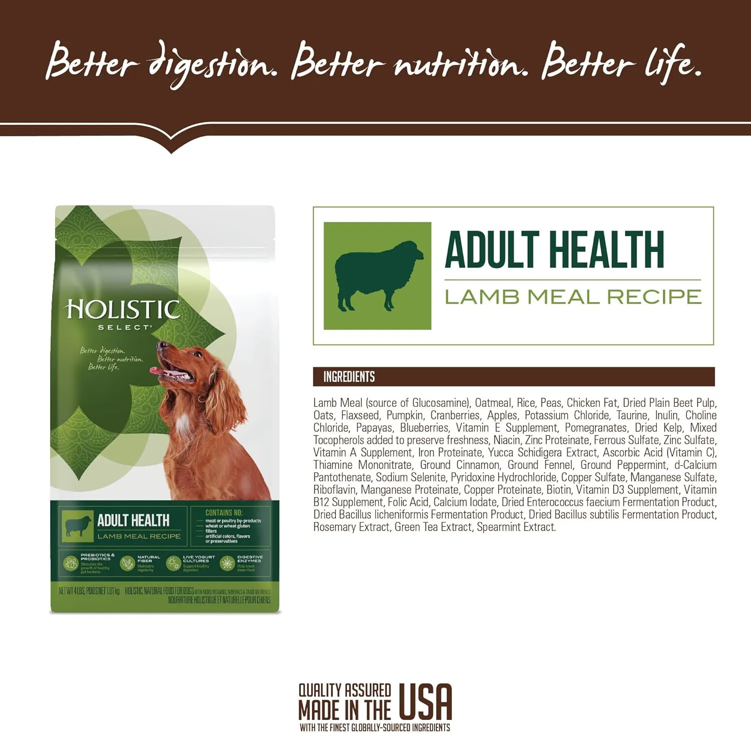 Holistic Select Natural Dry Dog Food, Lamb Meal Recipe, 30-Pound Bag