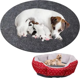 Klmnop Whelping Pads for Round Whelping Box, Washable & Absorbent Non Slip Pee Pad for Dog Puppy, Reusable Whelping Box Liner Mat Puppy Training Supplies(48 Inch)