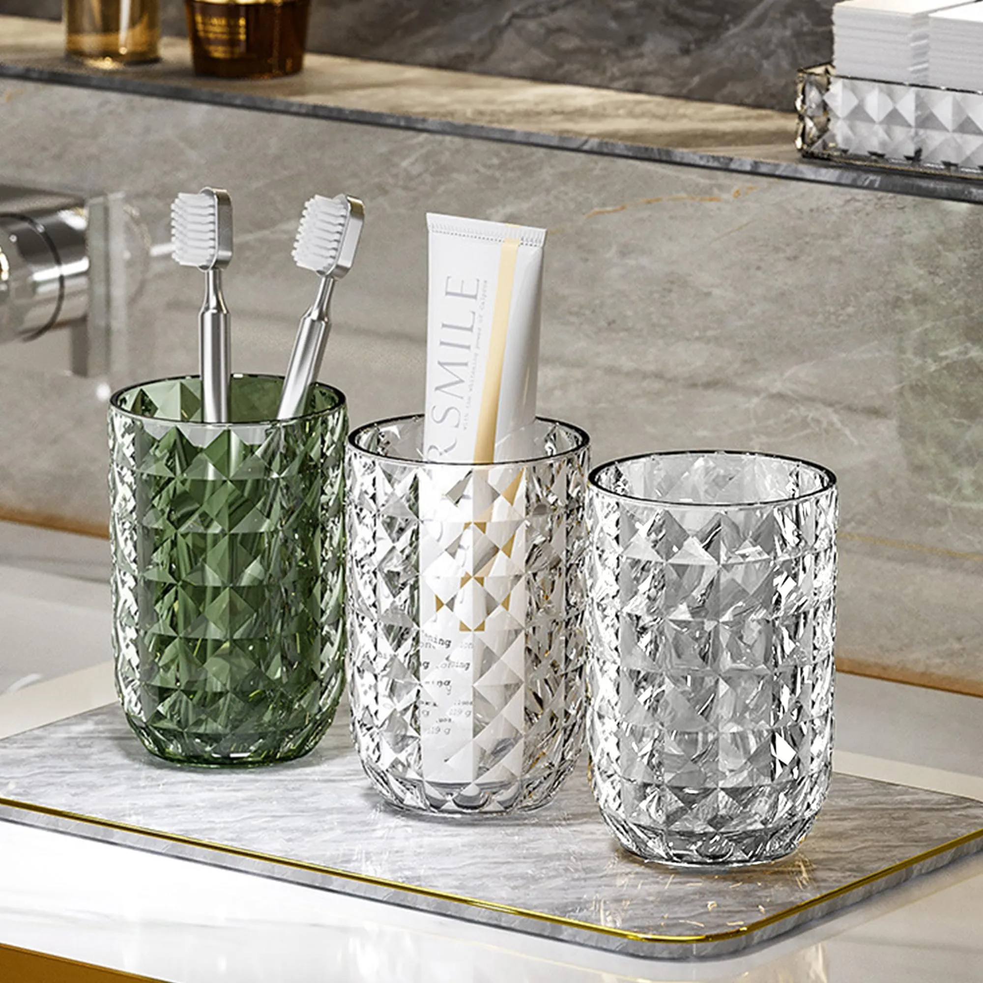 Kuber Industries Pack of 2 Toothbrush Cup Holder | for bathroom and Travelling | Dust Proof | YM.6238T | Transparent