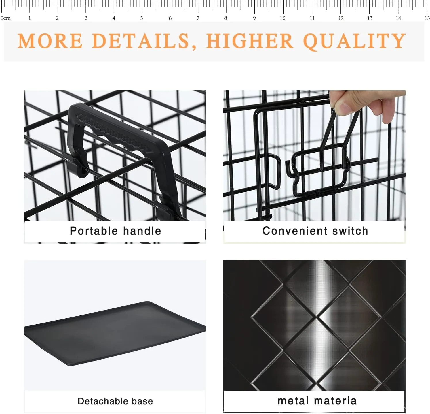 Large Dog Crate, 42 Inches Double Door Pet Crate Folding Metal Wire Dog Cage Pet Dog Kennel with Divider Panel, Leak-Proof Plastic Pan, Indoor Outdoor Pet Crates for Medium and Large Breed Pet Animals