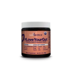 Love Your Gut-  Probiotic Dark Chocolate Hearts - 70% cacao