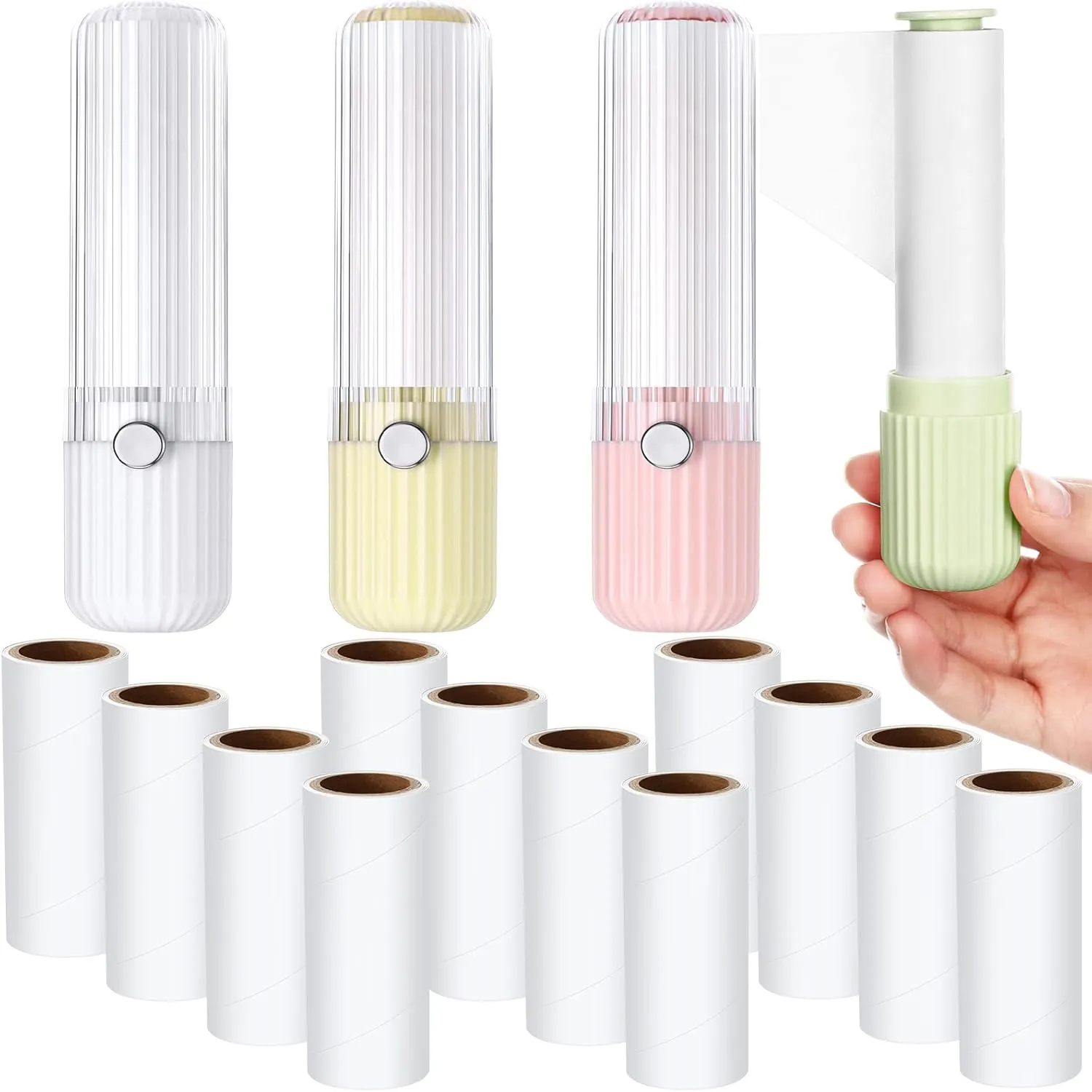 Maxdot 4 Pack Mini Lint Roller for Clothes Travel Size Lint Roller with Cover 12 Refills 480 Sheets Portable Dog and Cat Pet Hair Remover for Furniture, Travel, Household
