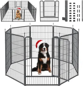 Mr Ironstone Dog Playpen with Anti-Rust Coating  40" Height 8 Panels Portable & Foldable Indoor/Outdoor Pet Fence for Large, Medium, or Small Dogs  Durable Exercise Pen