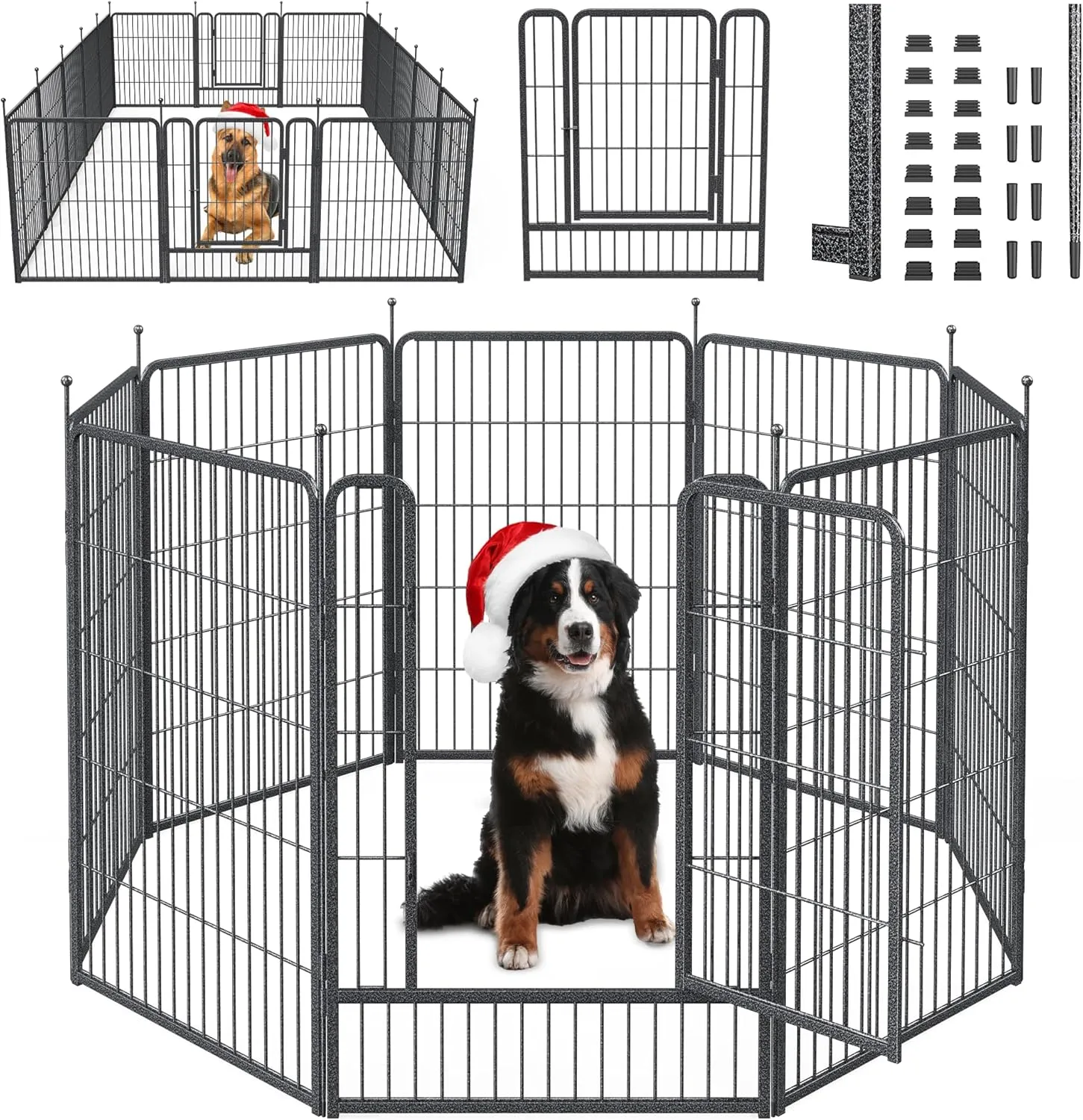 Mr Ironstone Dog Playpen with Anti-Rust Coating  40" Height 8 Panels Portable & Foldable Indoor/Outdoor Pet Fence for Large, Medium, or Small Dogs  Durable Exercise Pen
