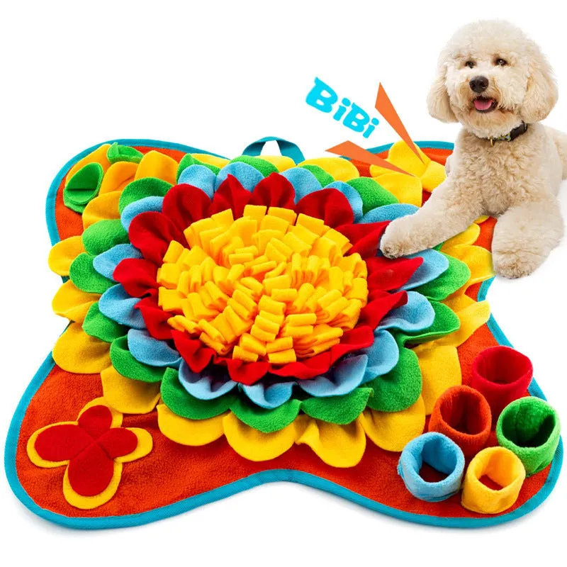 New Smelling Mat for Dogs | Colorful Flower & Bone Design | Pet Smell Training Blanket to Consume Physical Energy