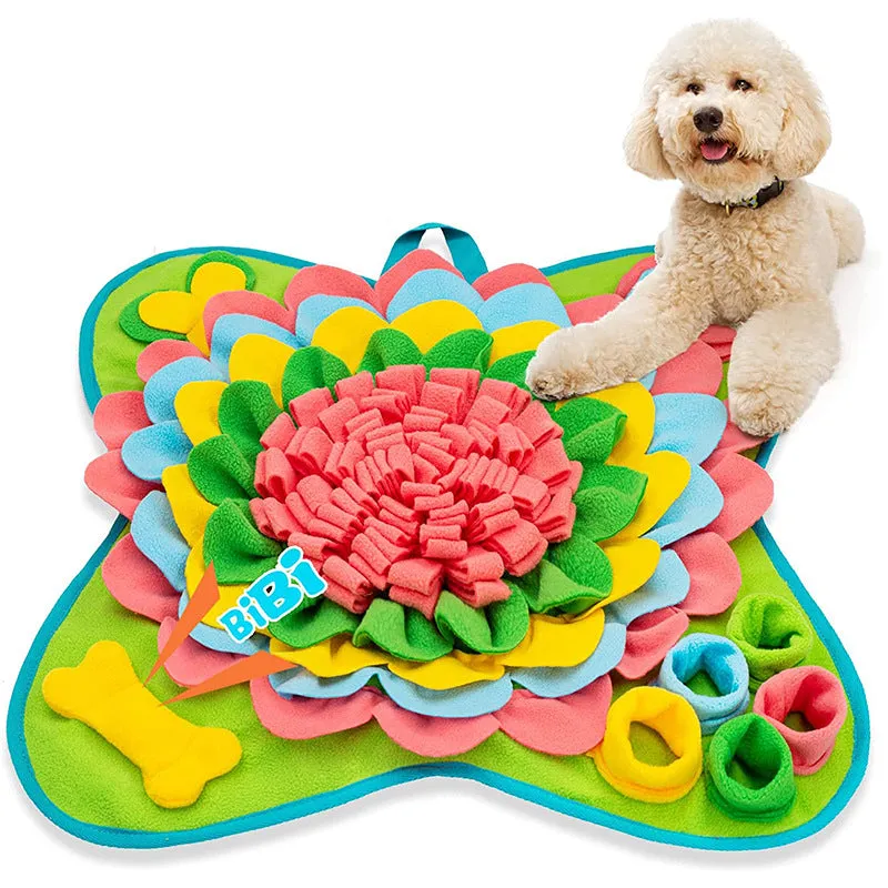 New Smelling Mat for Dogs | Colorful Flower & Bone Design | Pet Smell Training Blanket to Consume Physical Energy