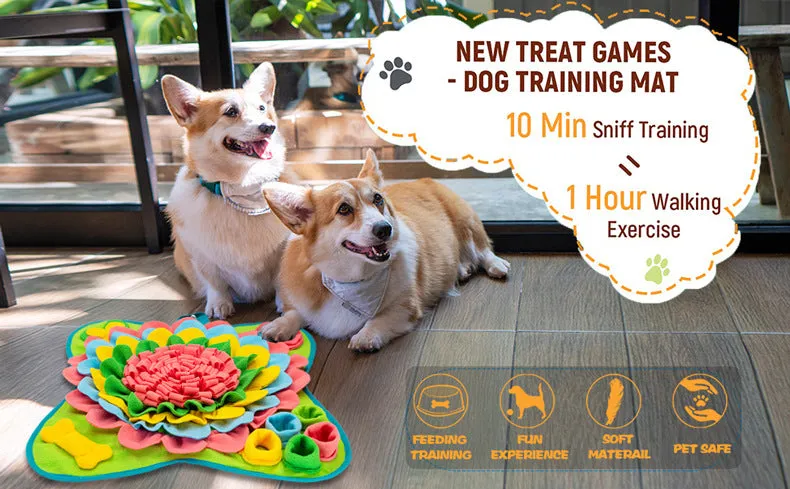 New Smelling Mat for Dogs | Colorful Flower & Bone Design | Pet Smell Training Blanket to Consume Physical Energy