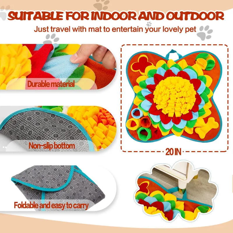 New Smelling Mat for Dogs | Colorful Flower & Bone Design | Pet Smell Training Blanket to Consume Physical Energy