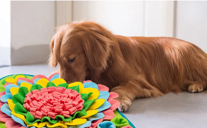 New Smelling Mat for Dogs | Colorful Flower & Bone Design | Pet Smell Training Blanket to Consume Physical Energy